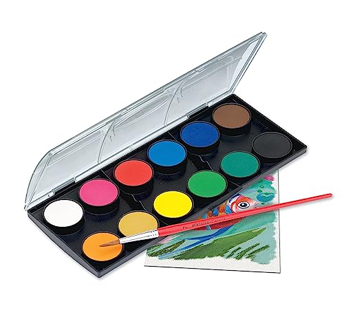 Faber-Castell Watercolor Paint Set | 12 Washable Watercolor Paints & Paintbrush | Kids Art Supplies for Painting, Mixing Colors, School Projects & Creative Expression (Ages 3+) - style: Watercolor Paint Set