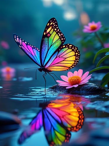 DIYCYCY Butterfly Diamond Art Kits for Adults,Animals 5D Diamond Painting Kits for Beginners,Round Full Drill Gem Art for Adults,DIY Diamond Dots Paintings Picture Arts Craft for Home Decor 12x16 in - color: B19310