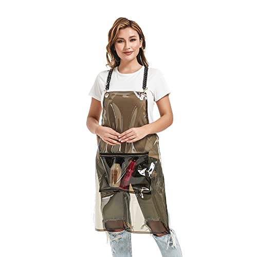 Hair Stylist Apron for Women - Waterproof Barber Nail Tech Apron Hairdresser Hairstylist Salon Aprons with Pocket - color: Black