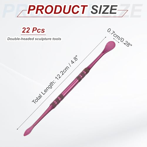 HARFINGTON 22pcs Wax Carving Tool 4.8" Double-Headed Stainless Steel Sculpture Tools Kit Modeling Engraving Sculpting Spoons for Clay Pottery Crafts Shaping, Violet - color: Violet