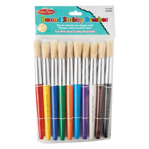 Charles Leonard Creative Arts Round Tip Paint Brushes, 7.5 Inch, 10 Pack - color: Assorted, size: 10-Pack, style: Round Tip