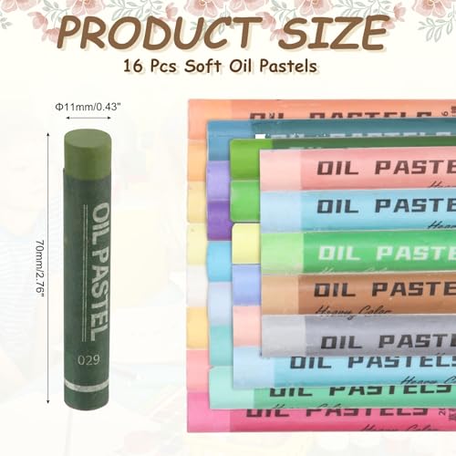 MECCANIXITY Soft Oil Pastels, Oil Pastel Crayons Vibrant Color Blendable Art Supplies for Painting Drawing Blending Painting Artists Beginners Professional(Olive Green, Pack of 16) - color: Olive Green