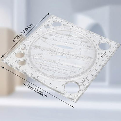 Multifunctional Drawing Ruler, Geometric Drawing Tool, Angle and Circle Maker for School, Office, and Artwork