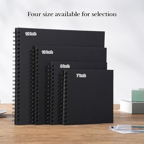 potricher 7 x 7 Inch Small DIY Scrapbook Photo Album 40 Pages, Black - color: Black, size: 7 Inch 40 Pages