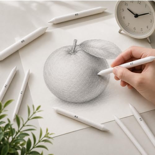 Oqqlin 144 Pcs Blending Stumps and Tortillions, 9 Sizes Blending Stumps Sketch Pencil Blender Paper Oil Pastel Tools for Drawing, Sketch, Charcoal for Student, Artist