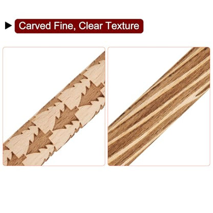 HARFINGTON 2pcs Wood Clay Roller 4" Pine Tree Wood Grain Pattern Rolling Pins Wood Rollers Pottery Tools Wood Grain Texture Rollers for Clay Baking Dough Playdough DIY - style: Pine Tree + Wood Grain