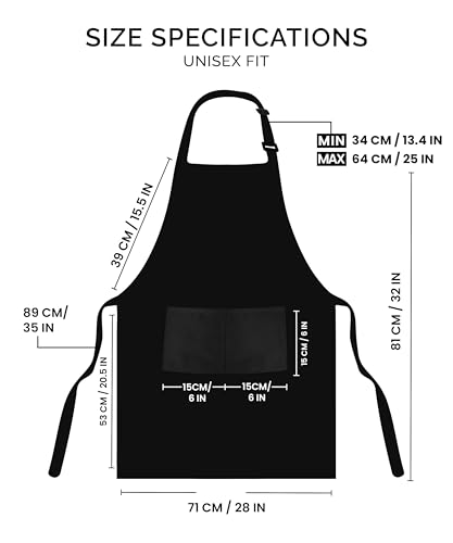 Utopia Kitchen 2 Pack Bib Apron, Adjustable with 2 Pockets, Water and Oil Resistant, Cooking Kitchen Chef Apron for Women Men - color: Black & White