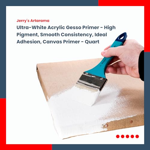 Jerry's World's Greatest Acrylic Ultra Bright White Gesso Primer - Non-Yellowing - Highly Pigmented Gesso Primer ideal for Students, Professionals, Artists - One Quart (32 oz) - size: 32 Fl Oz (Pack of 1)