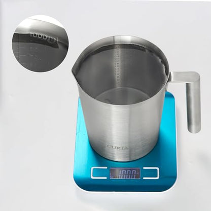 18/8 Stainless Steel Measuring Cup with Round Handle and Pour Spout, Commercial Kitchen Food Prep Pitcher for Restaurant, Bakery, Cooking and Ingredient Measuring, 32 OZ (4 Cup, 1000 ML) - color: Round Handle, size: 32 OZ (4 Cup, 1000 ML)
