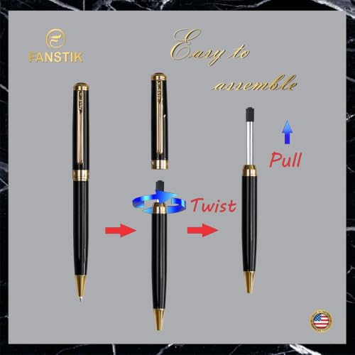 FANSTIK Black & Gold Luxury ballpoint Pen, fancy gift set for women, Real 24K Gold Plating, Professional executive pen gift set for men (Lux Ballpoint Black-Gold) - color: A Ballpoint Black-Gold