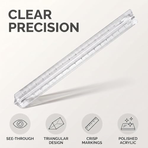 Triangle Ruler Set, Small Architectural Scale Ruler Pocket Size Ruler Metric Ruler Plastic Clear Ruler Triangle Ruler Drafting Tools Office, Drafting Tools for Office and School(15CM) ﻿