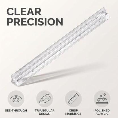 Triangle Ruler Set, Small Architectural Scale Ruler Pocket Size Ruler Metric Ruler Plastic Clear Ruler Triangle Ruler Drafting Tools Office, Drafting Tools for Office and School(15CM) ﻿