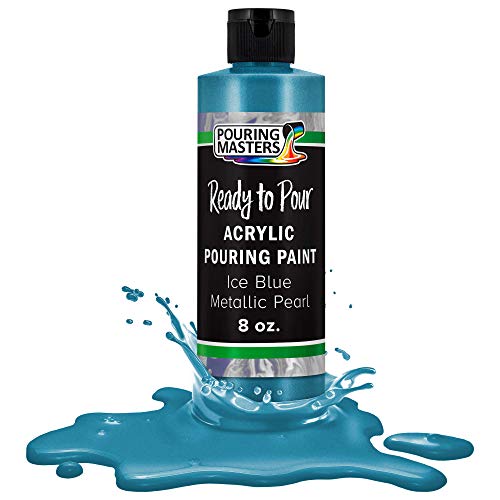 Pouring Masters Ice Blue Metallic Pearl Ready to Pour Acrylic Pouring Paint - Premium 8-Ounce Pre-Mixed Fluid Acrylic Paint - Fluid Art Supplies for Canvas, Wood, Paper, Tile & Rocks - color: Ice Blue Metallic Pearl, size: 8 Fl Oz (Pack of 1)