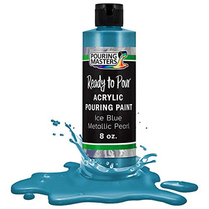 Pouring Masters Ice Blue Metallic Pearl Ready to Pour Acrylic Pouring Paint - Premium 8-Ounce Pre-Mixed Fluid Acrylic Paint - Fluid Art Supplies for Canvas, Wood, Paper, Tile & Rocks - color: Ice Blue Metallic Pearl, size: 8 Fl Oz (Pack of 1)