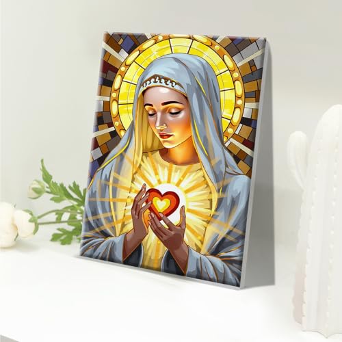 JOOZ 5D Virgin Mary Paint by Numbers Kit for Adults with Frame, 8x12 Inch - color: Virgin Mary 069