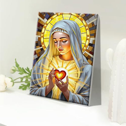 JOOZ 5D Virgin Mary Paint by Numbers Kit for Adults with Frame, 8x12 Inch - color: Virgin Mary 069