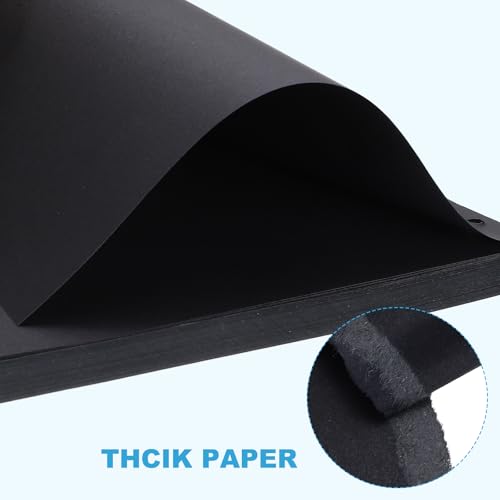PATIKIL A7 Refill Paper, Unlined Blank Kraft Paper Refillable 6 Hole Filler Inserts Loose Leaf Paper for 6 Ring Binder Notebook, 80 Sheets/160 Pages, Black