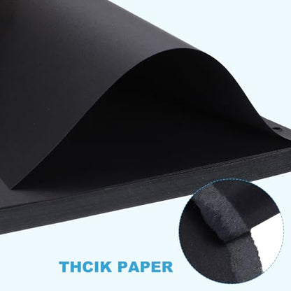 PATIKIL A7 Refill Paper, Unlined Blank Kraft Paper Refillable 6 Hole Filler Inserts Loose Leaf Paper for 6 Ring Binder Notebook, 80 Sheets/160 Pages, Black