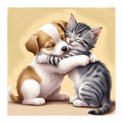 SJUTOUCI Dog and Cat Diamond Art Kit for Adults, Diamond Painting Kit - color: Dog and Cat