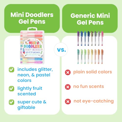 Ooly Scented Mini Doodlers Gel Pens, Set of 20 | Ages 3+, Glitter, Neon, and Pastel Scented Mini Pens for Kids and Adults, Fun Art and Stationery Supplies, Great Gift Idea - style: Glitter, Neon & Pastel Mini Pens