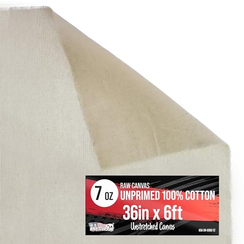 U.S. Art Supply 7-Ounce Unprimed Canvas Roll, 36" Wide x 6' Long (2 Yards) - size: 36-Inch-x-2-Yards