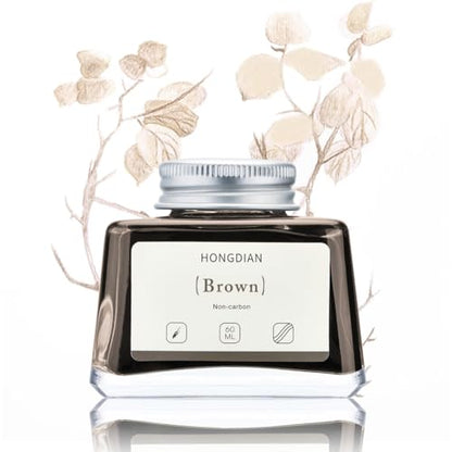 Asvine Hongdian Fountain Pen Bottled Ink Brown, 60ml Fountain Pen Ink Bottled for Writing and Calligraphy, Non Carbon - color: Brown