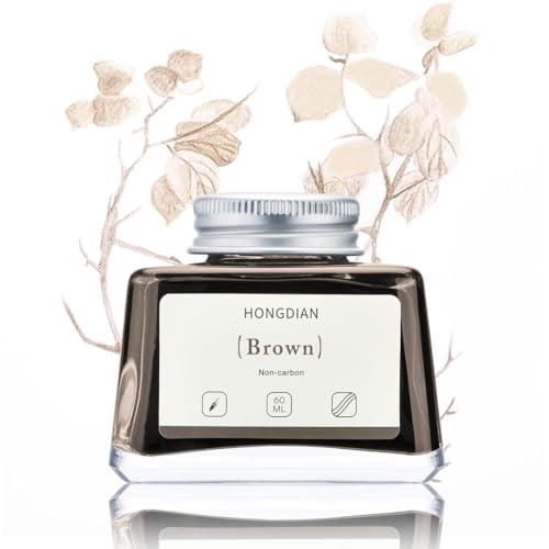 Asvine Hongdian Fountain Pen Bottled Ink Brown, 60ml Fountain Pen Ink Bottled for Writing and Calligraphy, Non Carbon - color: Brown