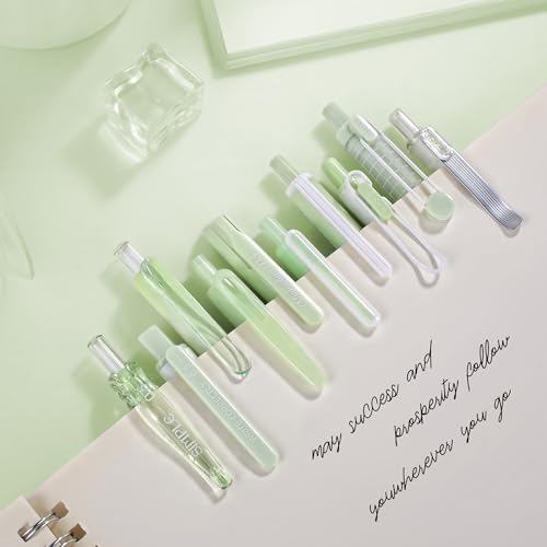 10PCs Pastel Gel Ink Pen Set,Retractable Black Ink Pens 0.5mm Fine Point - color: Green