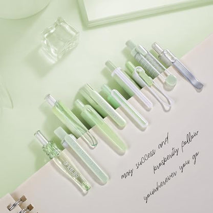 10PCs Pastel Gel Ink Pen Set,Retractable Black Ink Pens 0.5mm Fine Point - color: Green
