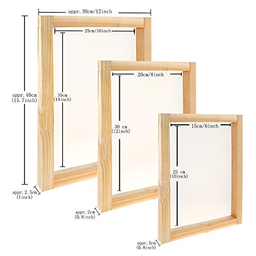 Caydo 23 Pieces Screen Printing Starter Kit, 3 Wood Frames with Mesh | Includes squeegees, inkjet transparency film, ink knife, mask tape, 3 sizes, DIY screen printing supplies for beginners - style: 23pcs