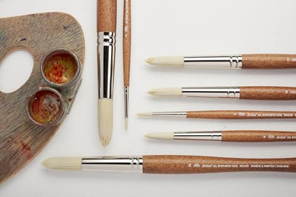 Winsor & Newton Artists' Oil Synthetic Brush, Filbert #16 | Synthetic Flagged Bristles, Excellent Color Carrying Capacity, Handmade in England, For Oil Paint - style: Filbert #16