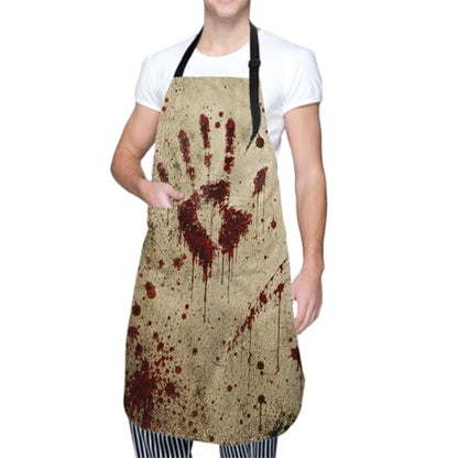 Giwawa Unisex Adult Apron Waterproof Stain Resistant Kitchen Cooking Apron with 2 Pockets for BBQ Grill Painting - color: Blood