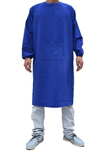 Adults Long Sleeve Cooking Kitchen Apron Waterproof Artist Drawing Apron - color: Blue, size: Medium