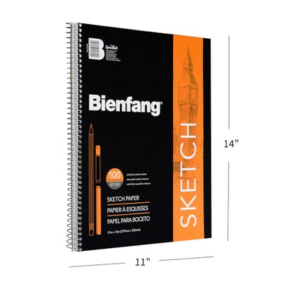 Bienfang Sketch Pad 11x14 Inch, 100 Sheets of 60lb 90gsm Art Paper, Spiral Bound Sketch Book Drawing Notebook - size: 11 by 14-Inch