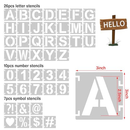 2.5 Inch Letter Stencils,43Pcs Reusable Letter Stencils for Painting - size: 2.5 inch