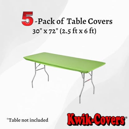 6' Rectangle Plastic Table Covers 30" x 72", Bundle of 5 (Lime Green) - color: Lime Green