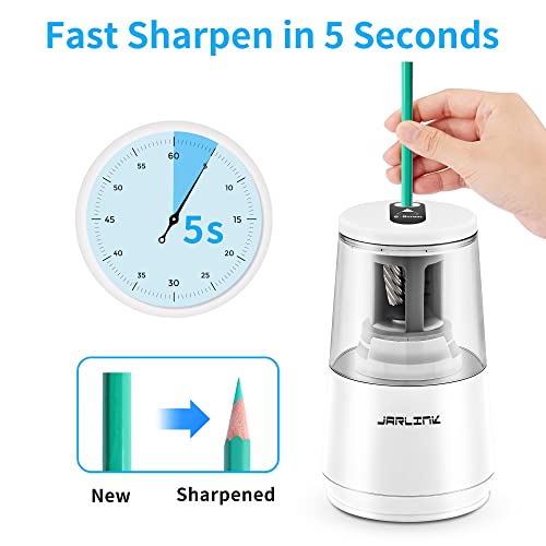 JARLINK Electric Pencil Sharpener, Heavy Duty Helical Blade, Auto Stop - color: White