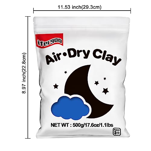 ifergoo 500g Blue Air Dry Clay, 1.1LBS DIY Creative Modeling Clay for Kids | Refill Foam Magic Clay for School Art & Craft Project, Slime Supplies, Ultra-light & Soft, Gift for Age 3-12 Boys & Girls - color: Blue/500g