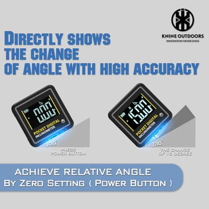 KNINE OUTDOORS Mini Digital Angle Finder 4-side Strong Magnetic Angle Gauge, Table Saw Miter Protractor, Woodworking Measuring Tool, Level Box for Hanging (1 Pack, Plastic, Small Size) - style: 1 Pack