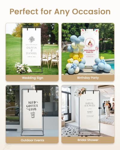 53.9" Black Easel Stand for Sign, Heavy Duty Metal Display Easel with Storage Bag, Adjustable Art Easel for Wedding Sign, Painting, Picture - color: Black DM