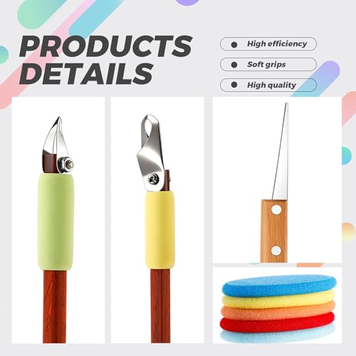 Leriton 2 Pack Pottery Carving Tool Set 6in Sculpture Carving Scraper Tool Pottery Modelling Shape for Tea Cup Mug Vase Leather Hard Clay Cutters with Wooden Handle for Ceramic Sculpture Craft(Set 2) - color: Multicolor, style: Set 2