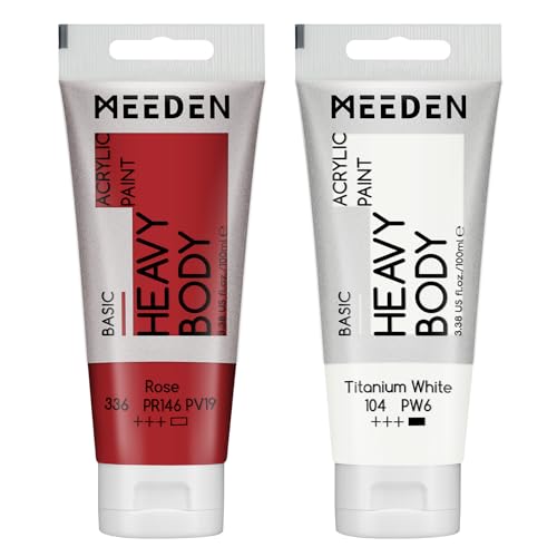 MEEDEN Acrylic Paint Rose Red: 100ml/3.38oz x 2 with Titanium White - color: Rose, size: 2 Tubes