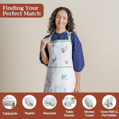 Maison d' Hermine Aprons for women with Pocket 100% Cotton (27.50"x31.50") | Adjustable Neck Strap & long ties Apron Men Chef Wedding Cooking Gardening Server Maid - color: 061 - Printemps