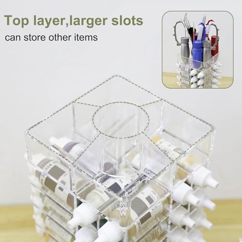 Evemodel 6-Tier Spinning Paint Organizer Rack for 48 Bottles, Rotating Tower Craft Paint Storage Holder Stand SN02