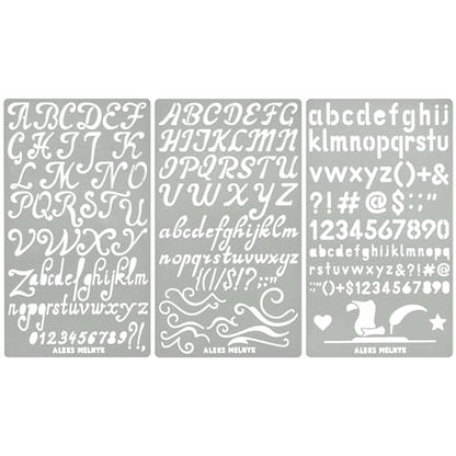 Aleks Melnyk No.34 Metal Stencils, Pyrography, Wood Burning kit 3 PCS Templates, Letters Stencils for Engraving Wood and Patterns, Alphabet and Number, Lettering, Letting, Bullet Journaling