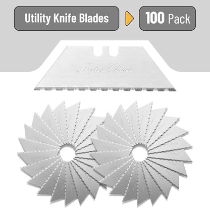 Bates- Utility Knife Blades, Serrated Edge, 100 Pack, Carbon Steel, Silver, Standard Size Replacement Blades for Box Cutter, Utility Knife Refills - color: Silver With Serrated Edge, size: 100 Pack