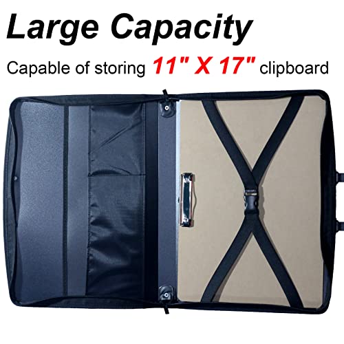 Acocony 11x17 Art Portfolio PP Material Black Pack of 1 | 11x17 Art Portfolio Case with Zipper Closure Oxford Cloth Edge Waterproof - color: Black
