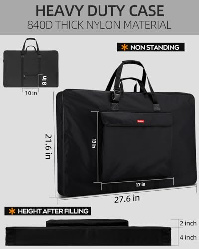 Nicpro Art Portfolio Bag 20”x 26'', Nylon Artist Bag with Reinforced Edges | Durable 840D Fabric, Adjustable Shoulder Strap, 3-sided zipper, Waterproof Art Portfolio Case, for Canvas Artwork Solar Panel - size: 20 x 26 inches