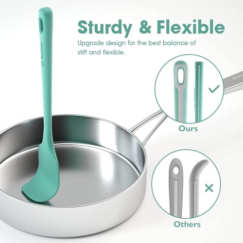 ChefAide 4 Pieces Silicone Spatula Set, Food Grade Rubber Spatula, Upgrade Strong Handle with Ergonomic Grip, Heat Resistant for Nonstick Cookware, Cooking - color: Sage, size: 4 pieces