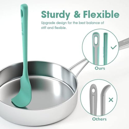 ChefAide 4 Pieces Silicone Spatula Set, Food Grade Rubber Spatula, Upgrade Strong Handle with Ergonomic Grip, Heat Resistant for Nonstick Cookware, Cooking - color: Sage, size: 4 pieces